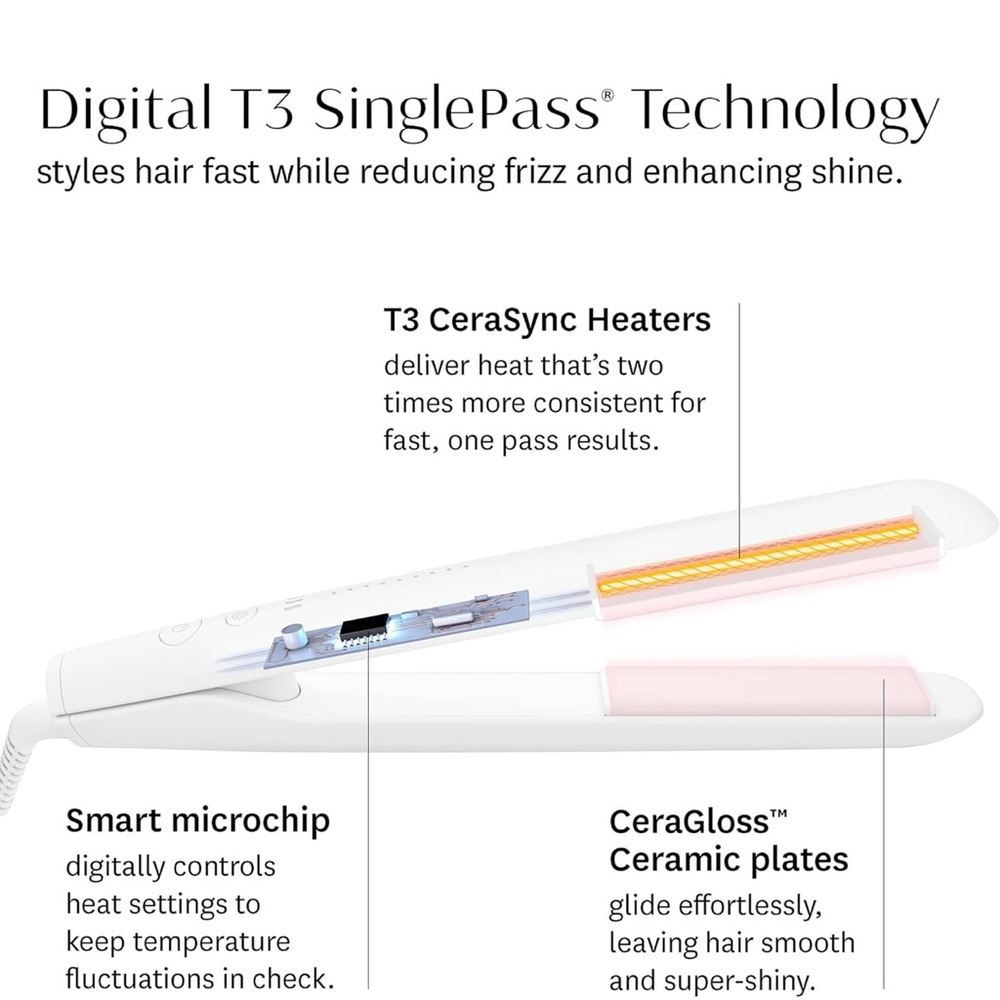 T3 White Hair Styling Tool for Effortless Curls